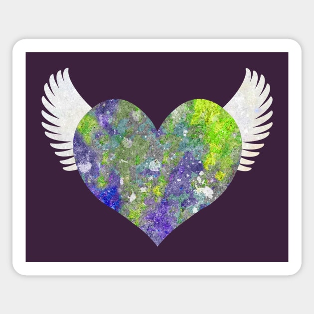 Colorful Heart of Stone - Green and Violet Sticker by RawSunArt